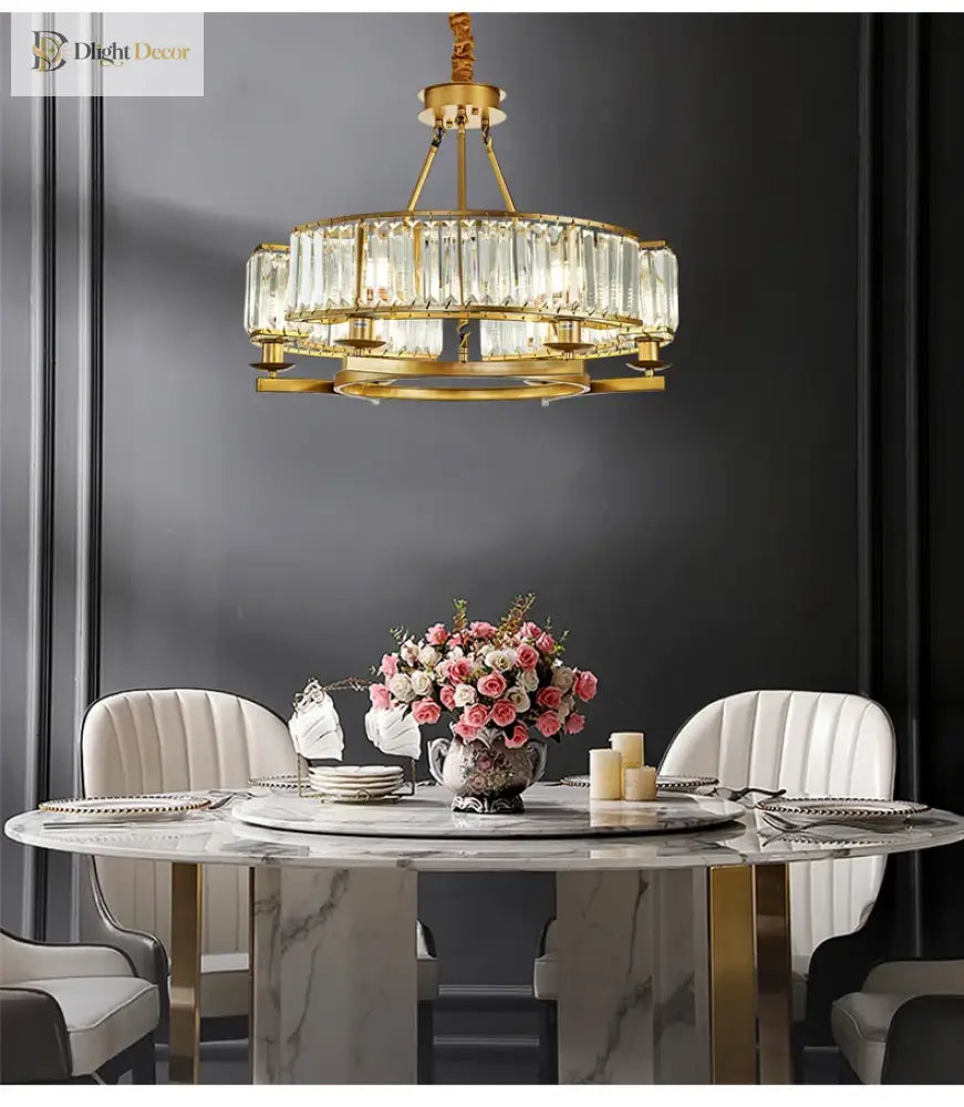 Zoe’s K9 Crystal Modern Glass Chandelier - Copper Luxury Hanging Lamp Chandelier