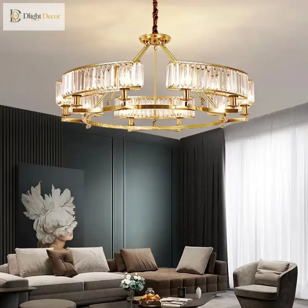 Zoe’s K9 Crystal Modern Glass Chandelier - Copper Luxury Hanging Lamp Chandelier