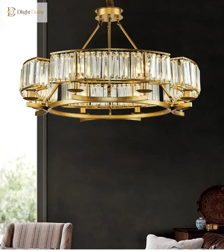Zoe’s K9 Crystal Modern Glass Chandelier - Copper Luxury Hanging Lamp Chandelier