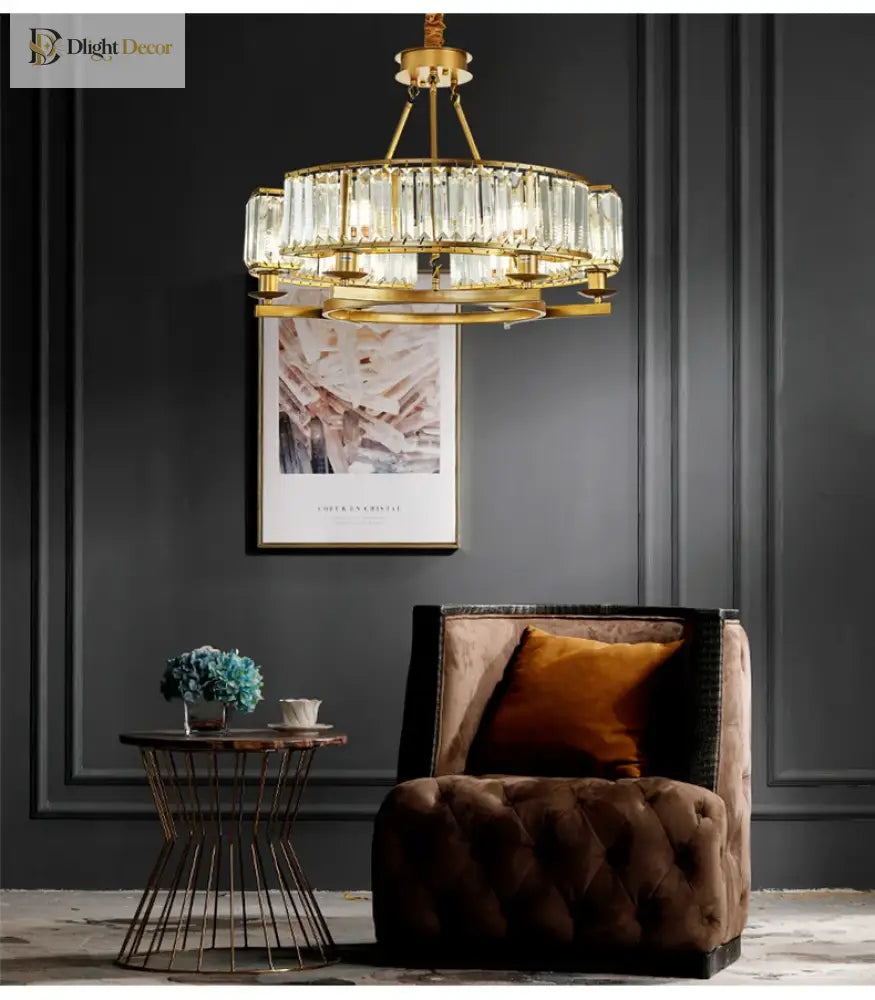 Zoe’s K9 Crystal Modern Glass Chandelier - Copper Luxury Hanging Lamp Chandelier